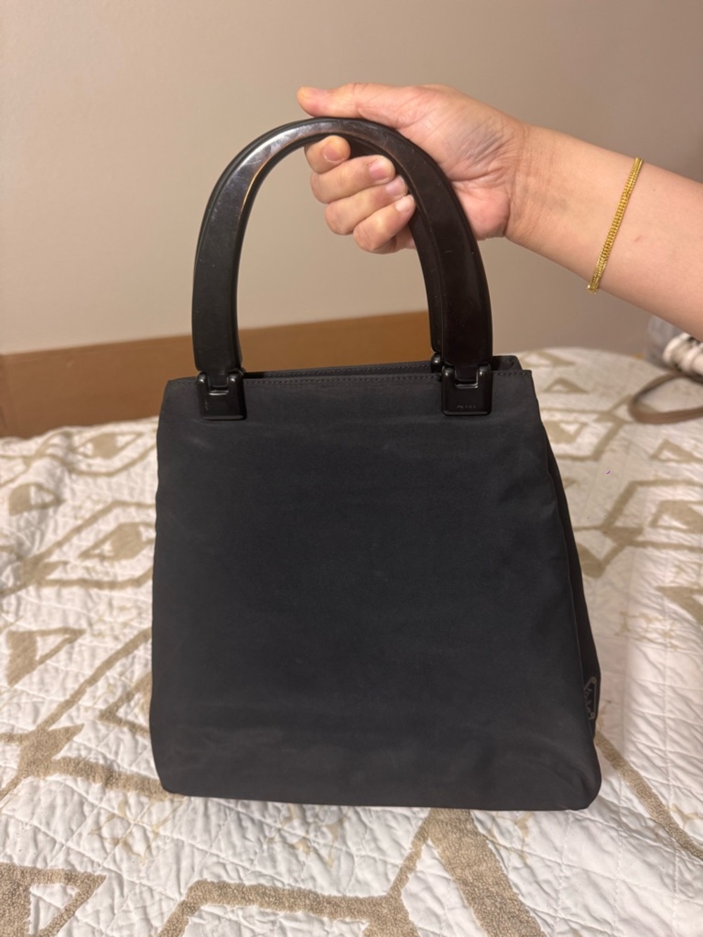 Prada Black Nylon Tote with Structured Handles - Picture 3 of 7